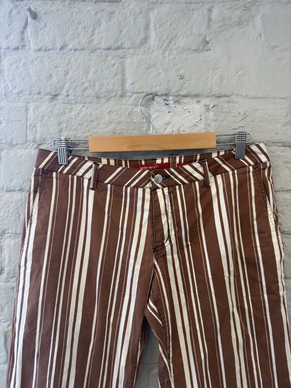 Miss Sixty Brown and White Stripe Trousers