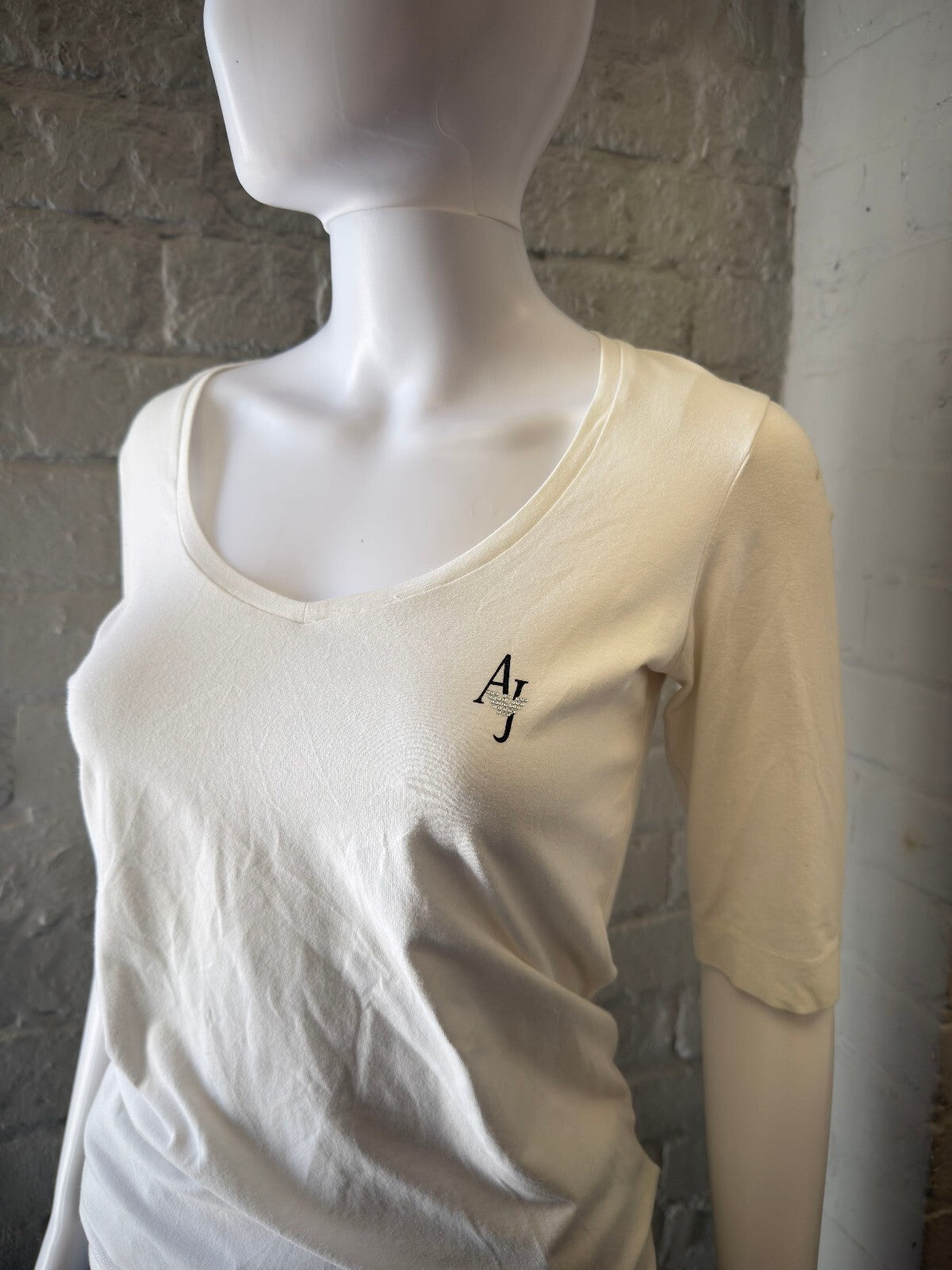 Armani Jeans White 3/4 Sleeve T-Shirt