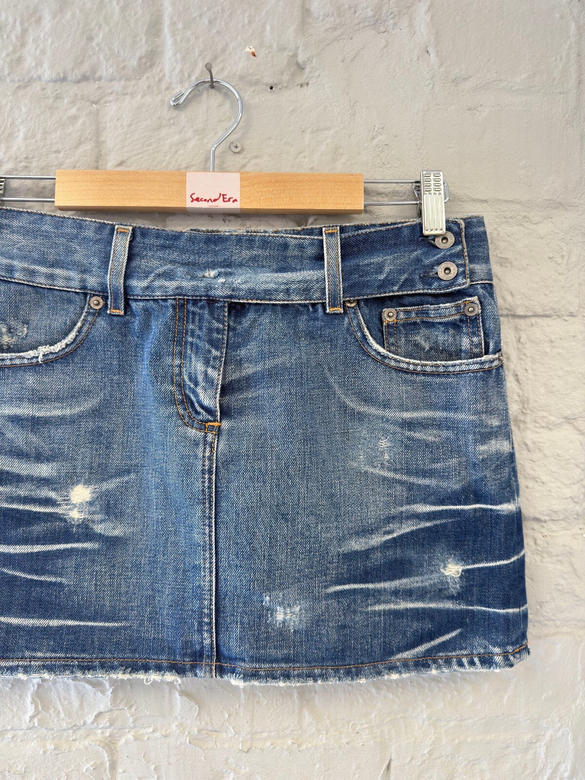 Distressed Denim Mini Skirt