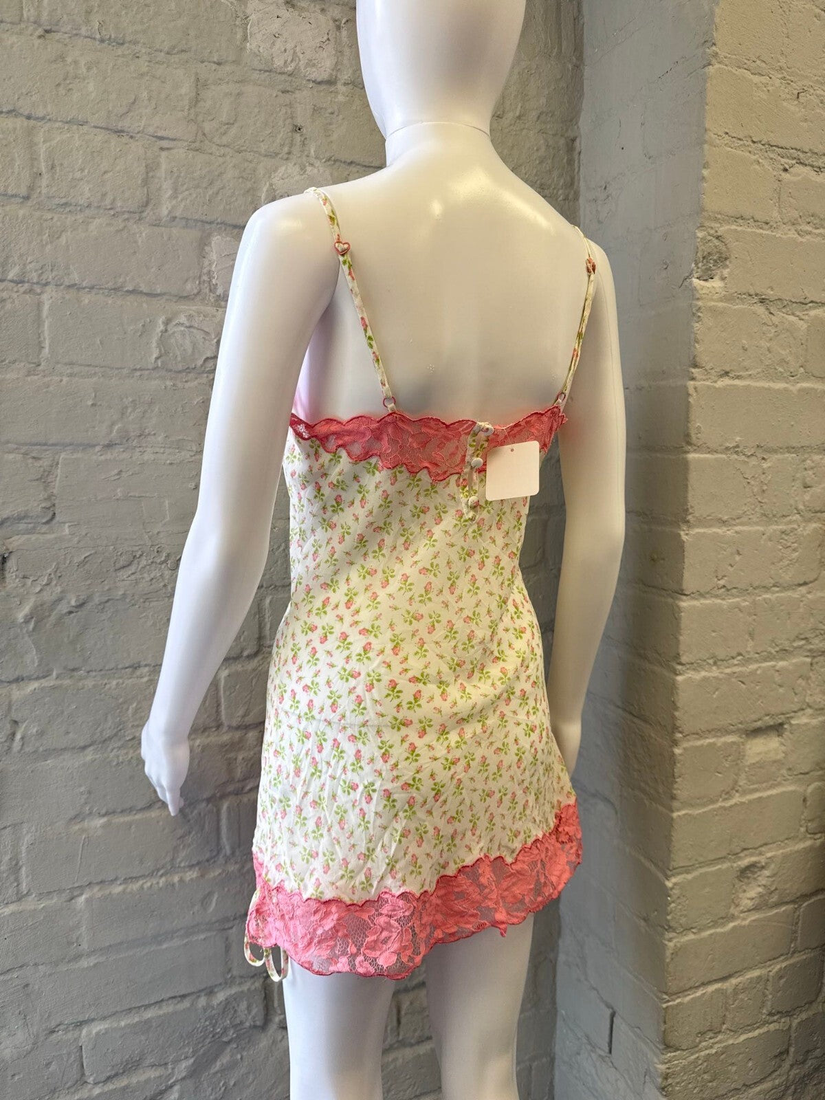 Floral Lace Trim Slip Mini Dress