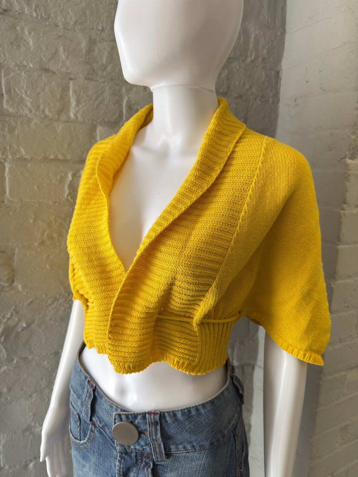 Yellow Cropped Knit Bolero