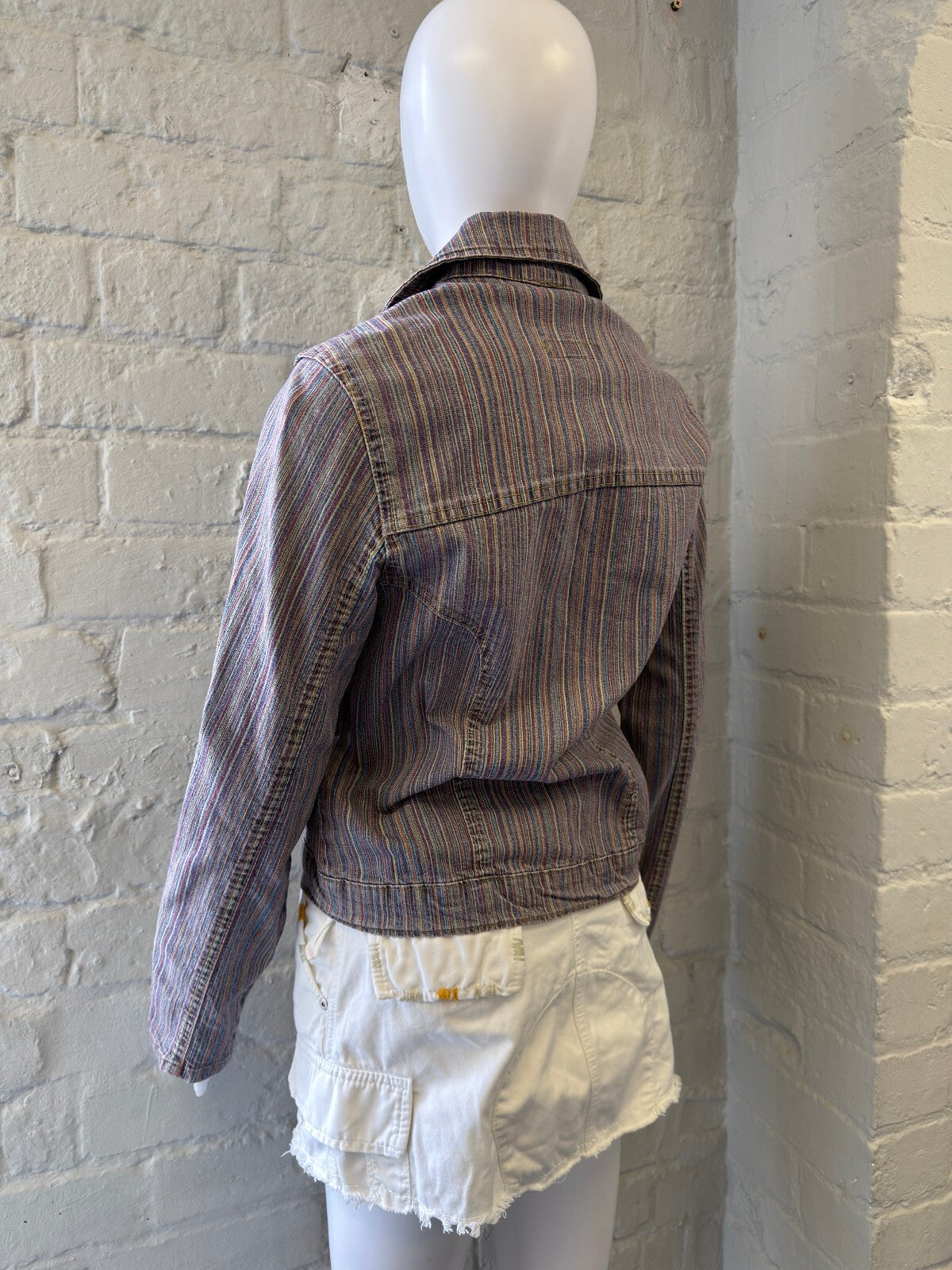 Miss Sixty Striped Denim Jacket with Blue Denim Pockets