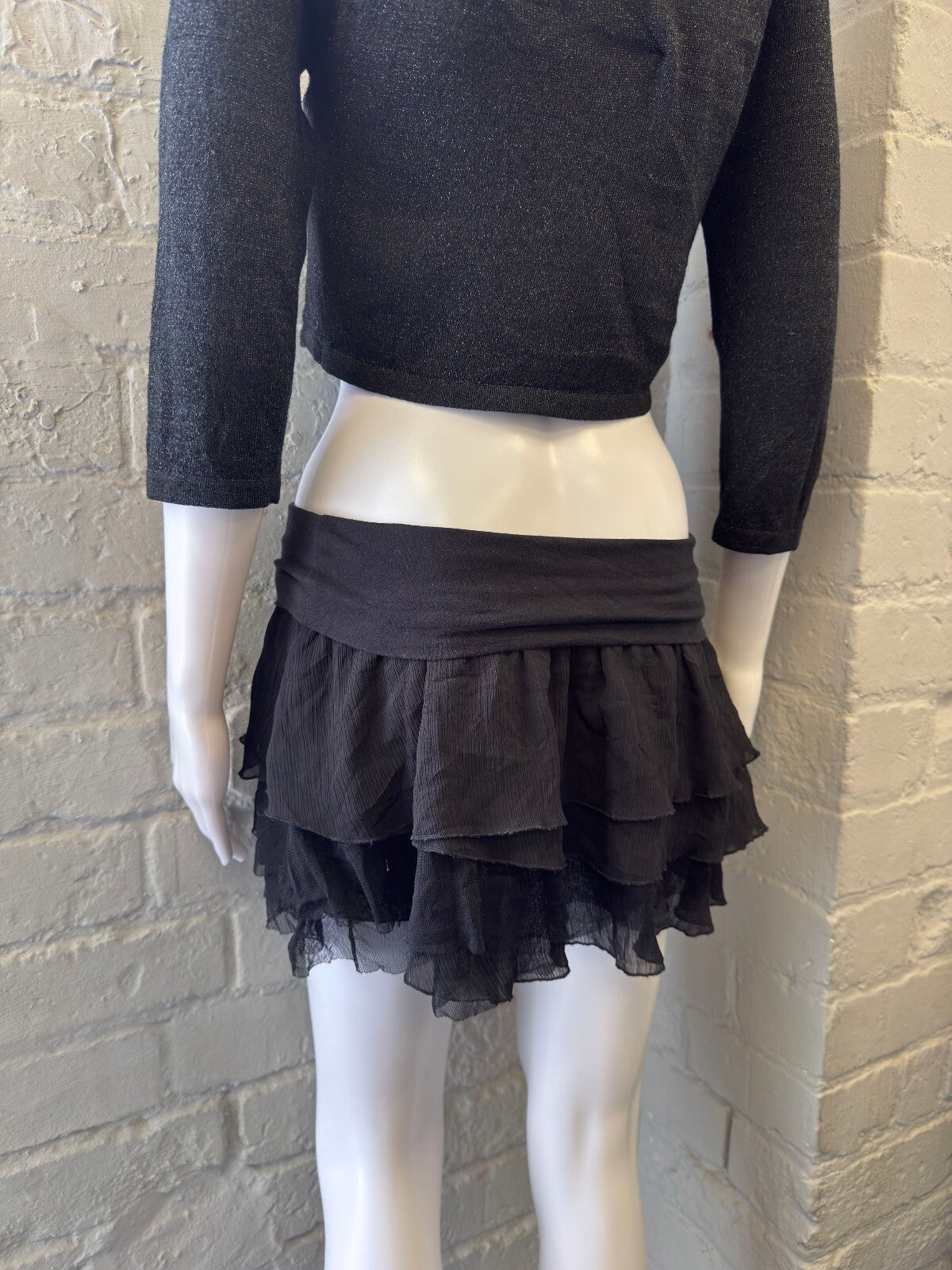 Billabong Black Layered Mini Skirt with Foldover Waistband