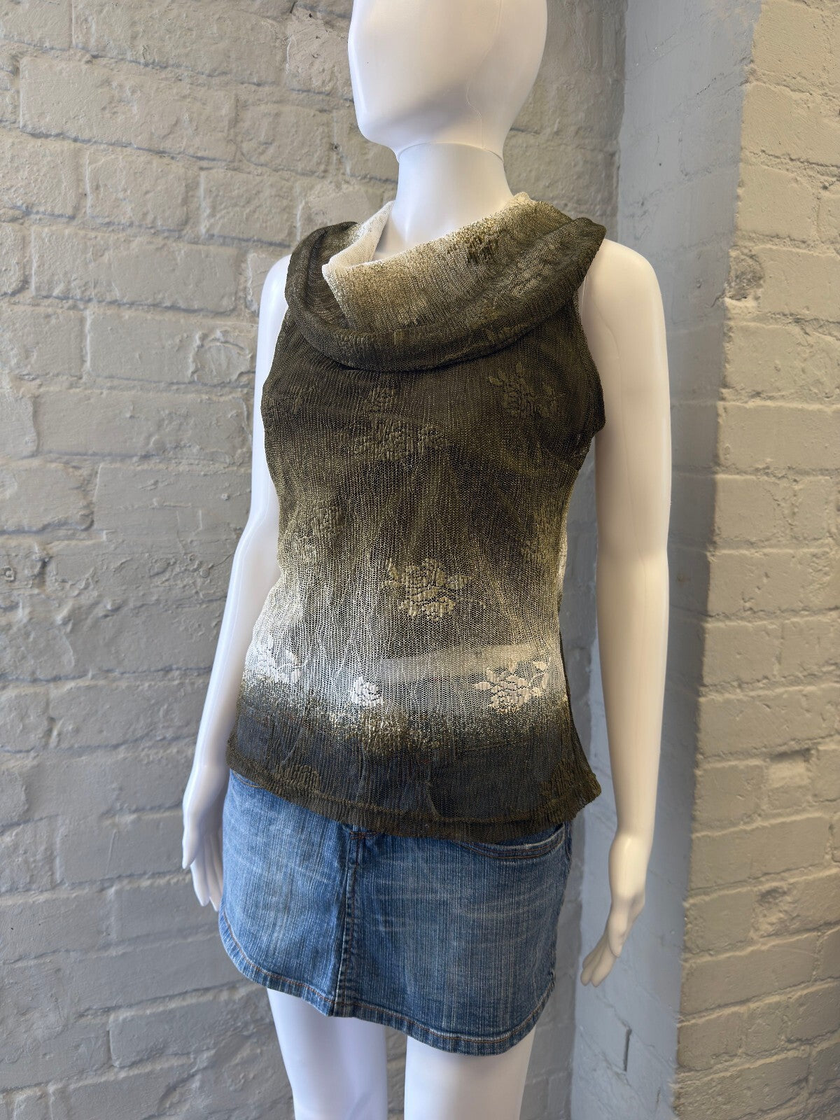 Olive Green Floral Knit Top