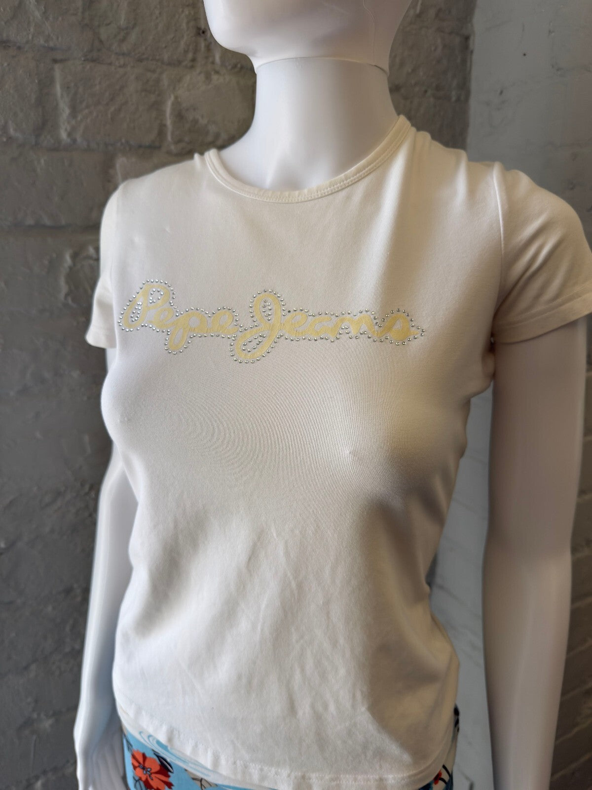 Pepe Jeans White Baby Tee with Logo Detail