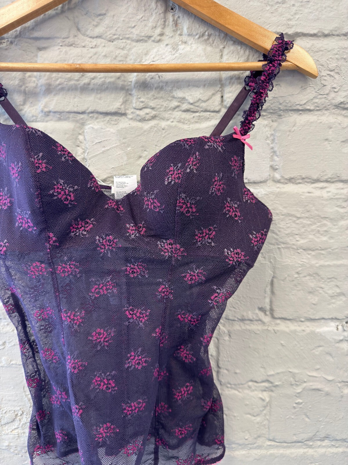 Intimissimi Purple Floral Mesh Camisole Top
