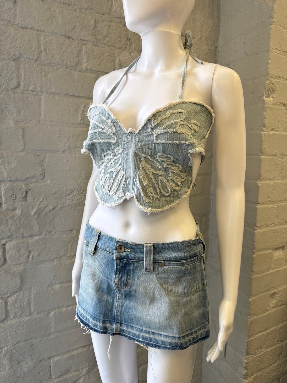 Butterfly Backless Halter Crop Top