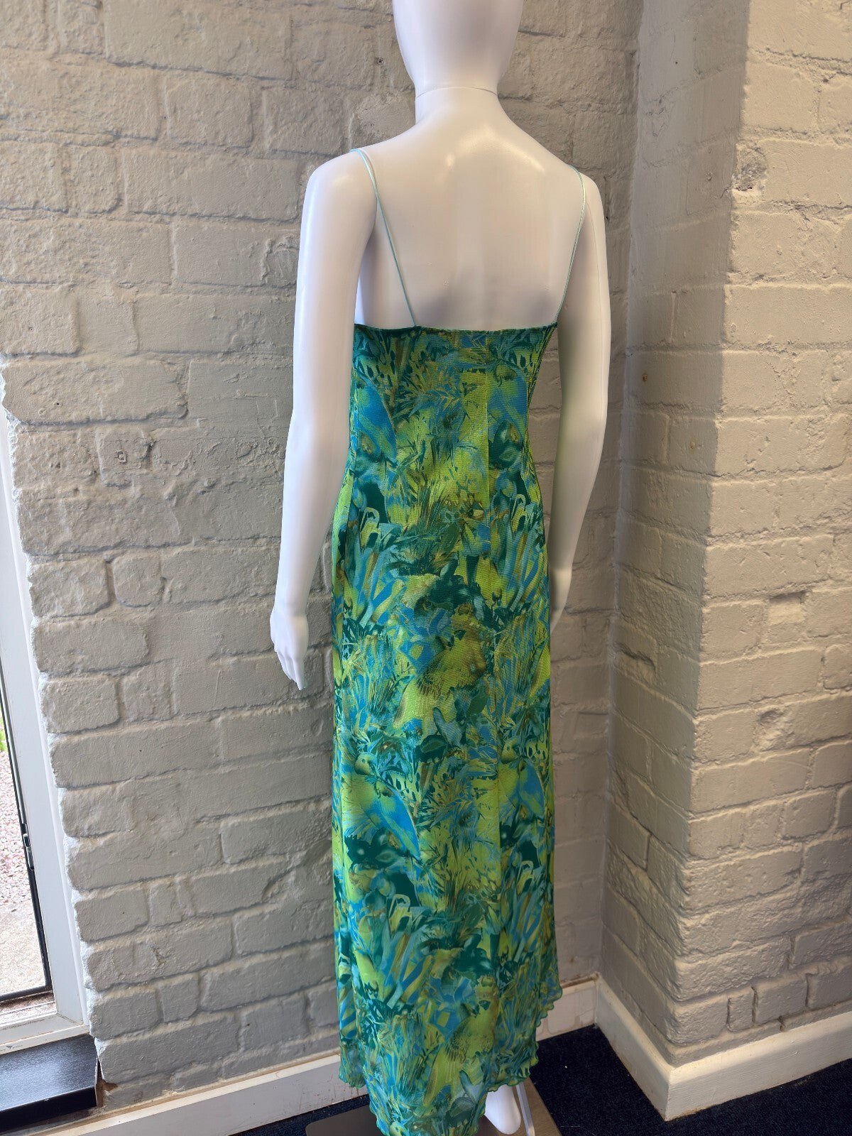 Green and Blue Floral Maxi Dress