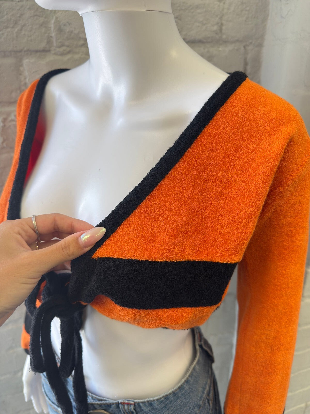 Vintage Orange and Black Towelling Bolero