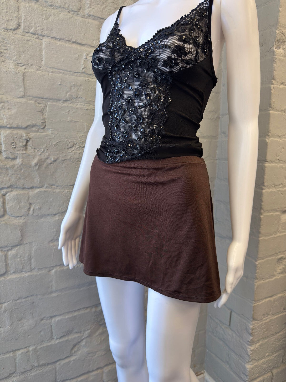 DKNY Brown Swim Skirt with Gold Logo Detail