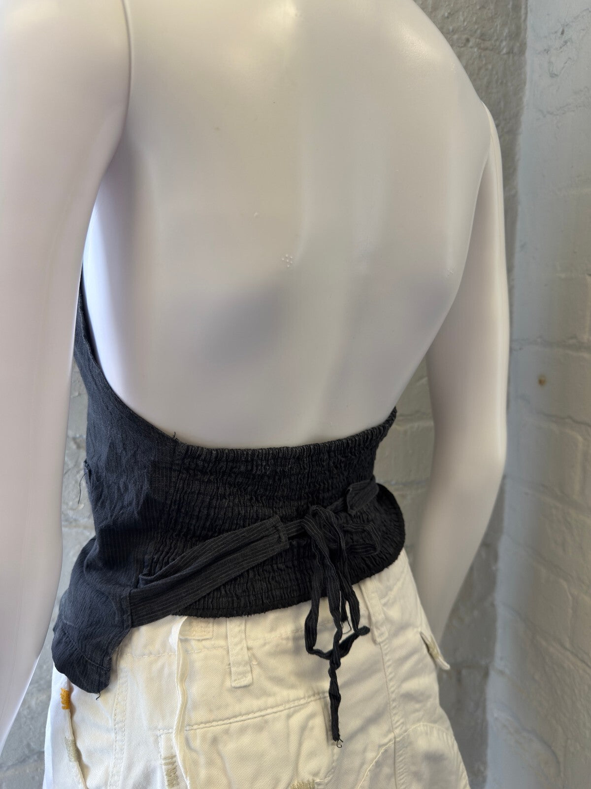 Dark Navy Blue Halter Neck Backless Top