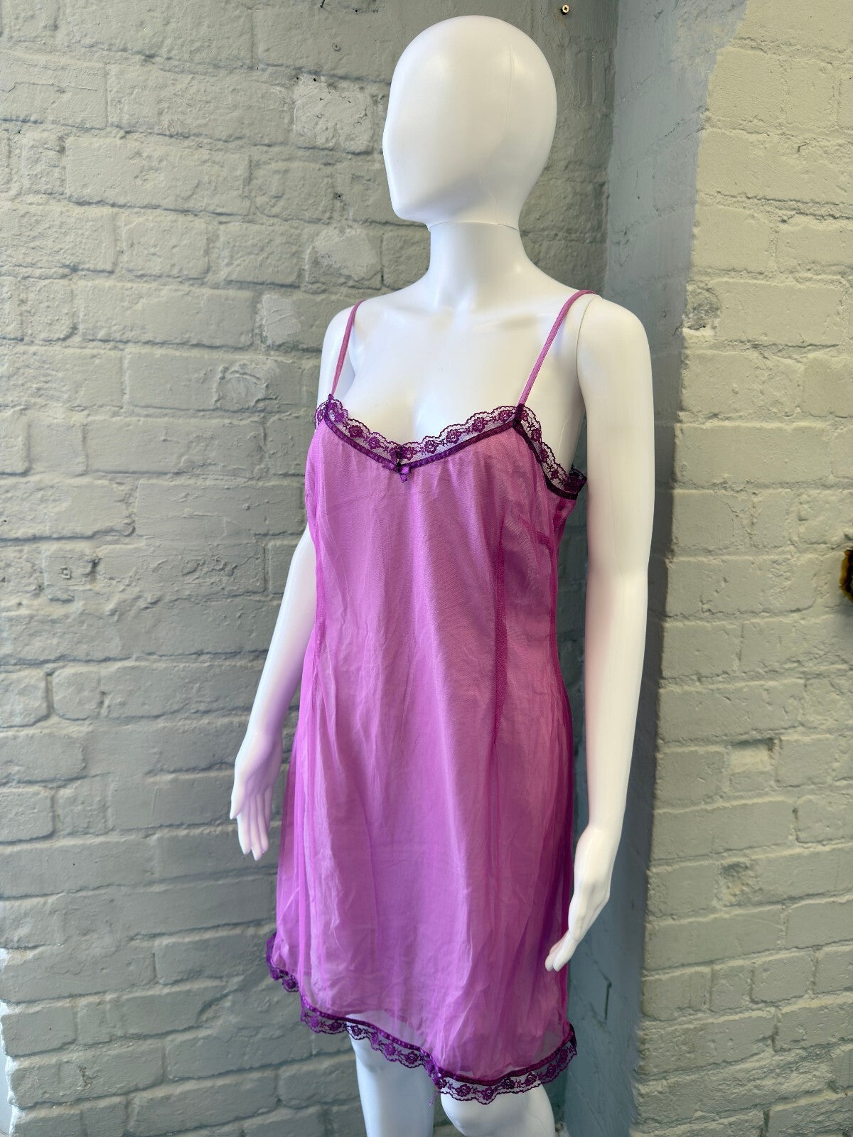 French Connection Purple Lace Trim Slip Dress