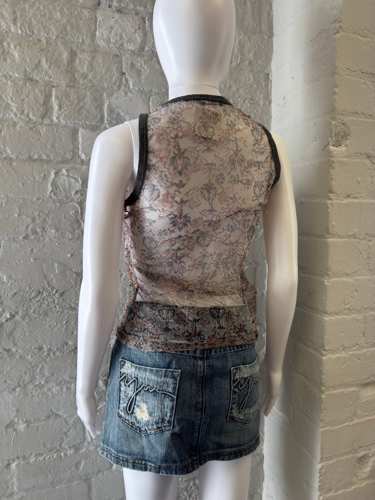 Kookaï Sheer Floral Mesh Tank Top