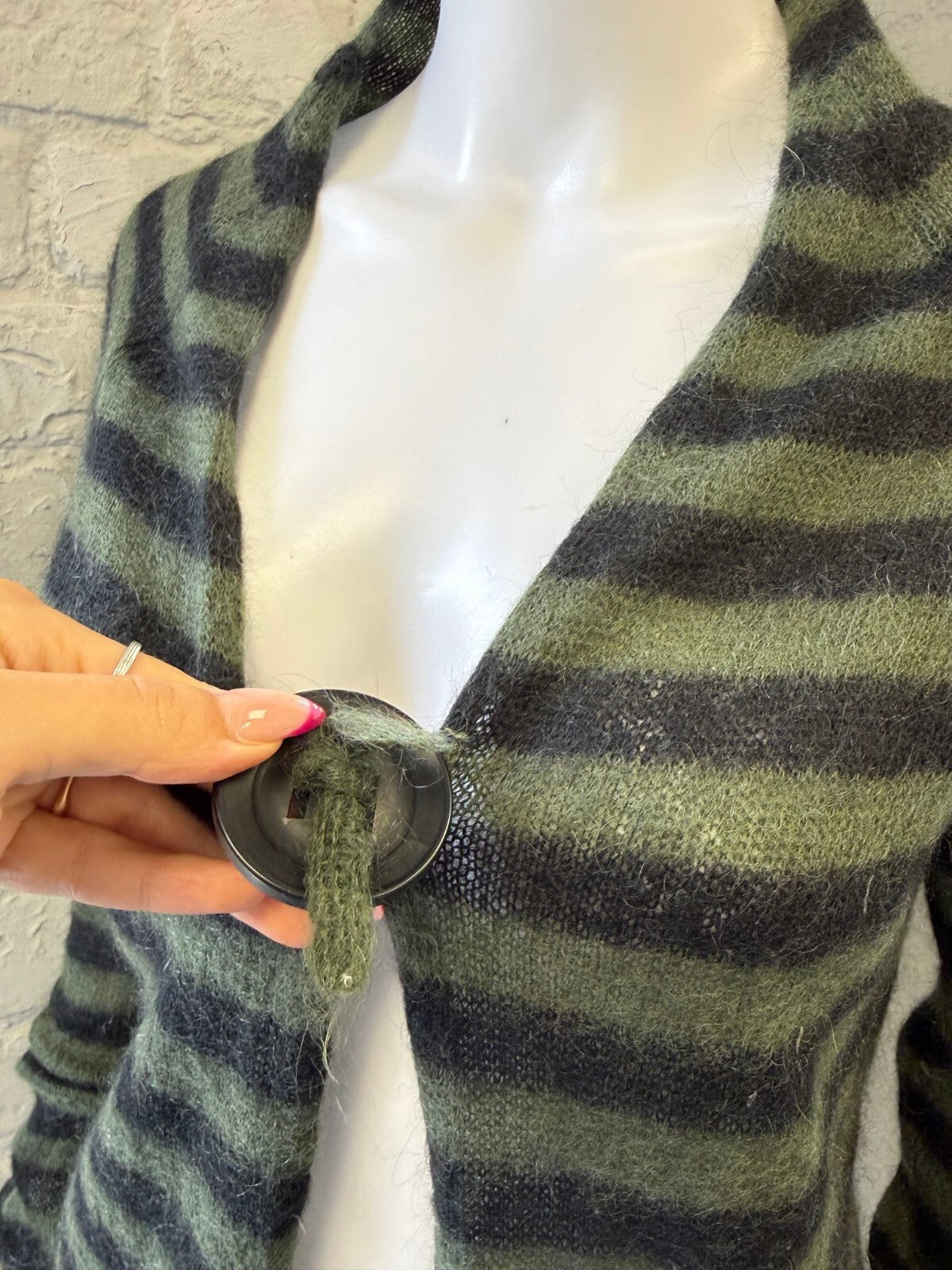 Max & Co. Striped Mohair Blend Cardigan with Toggle Closure