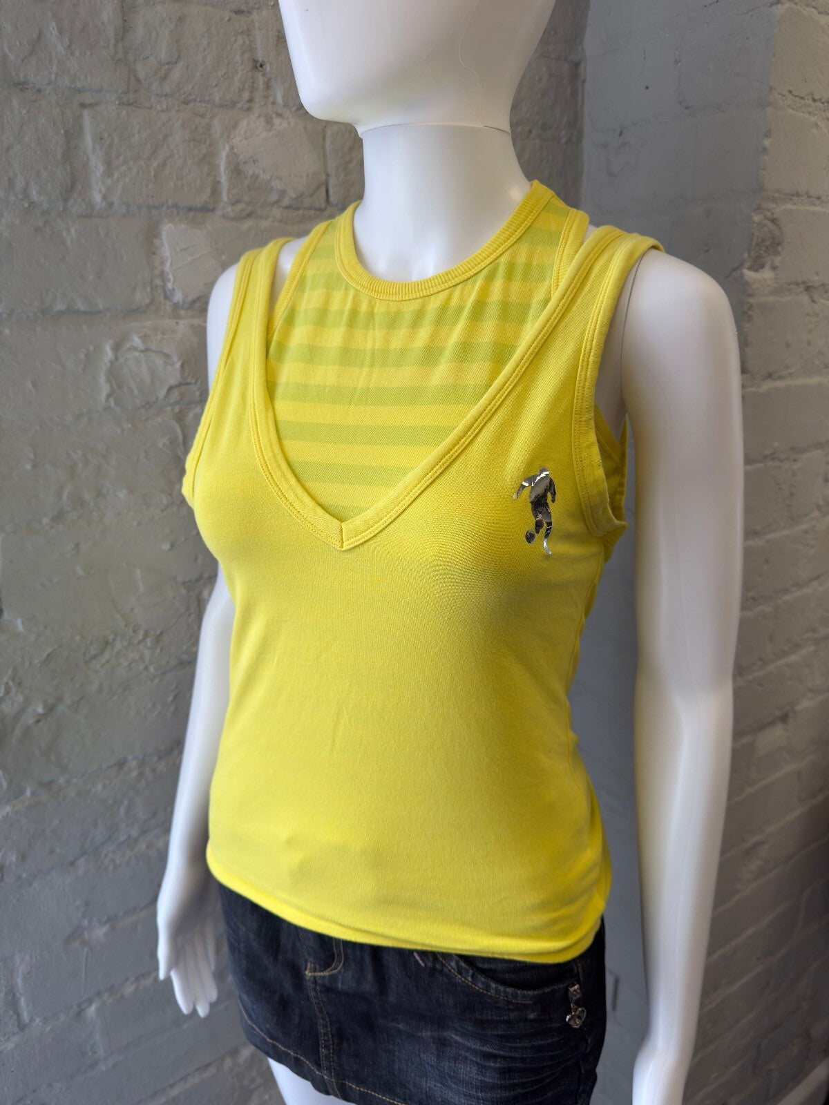 Yellow Double Layered Sleeveless Top