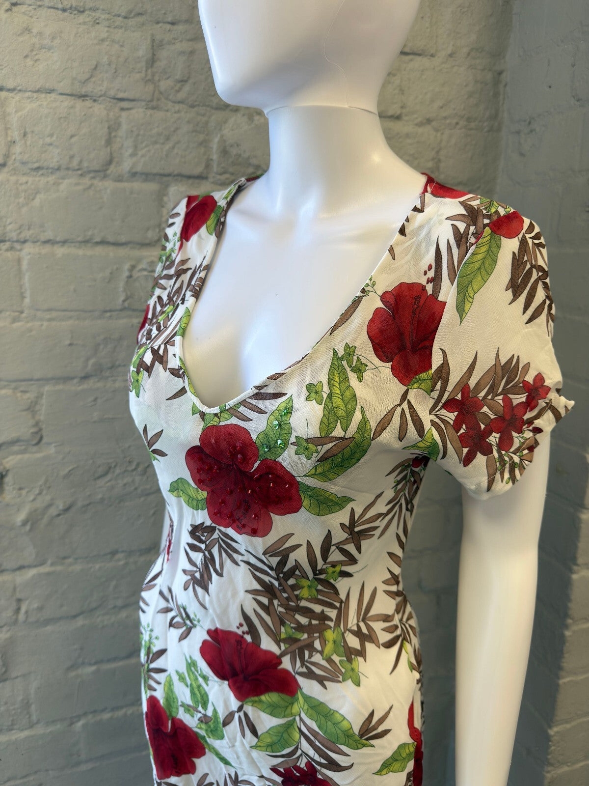 Floral Print Mesh Mini Dress