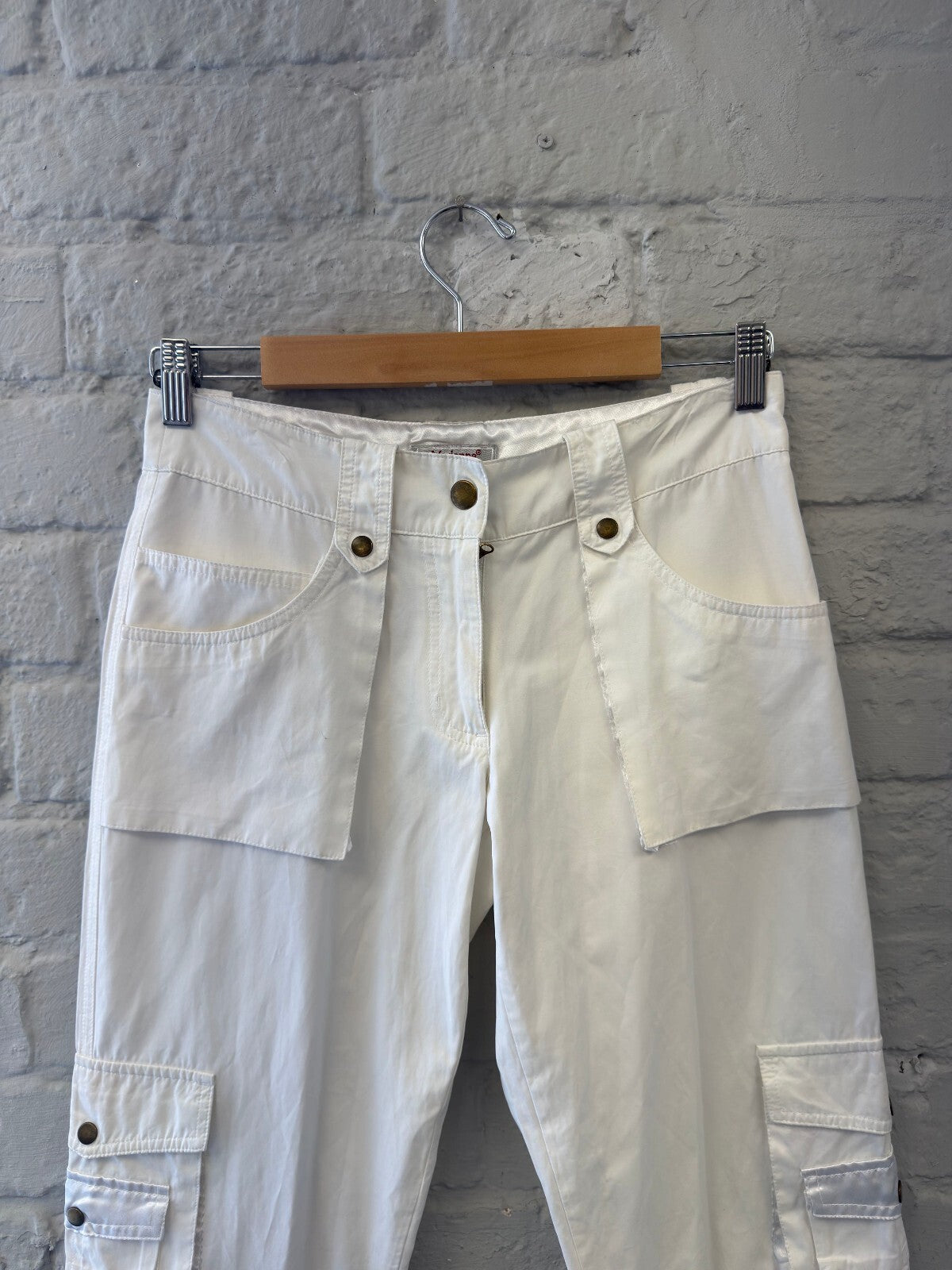 Y2K Straight Leg White Cargo Trousers