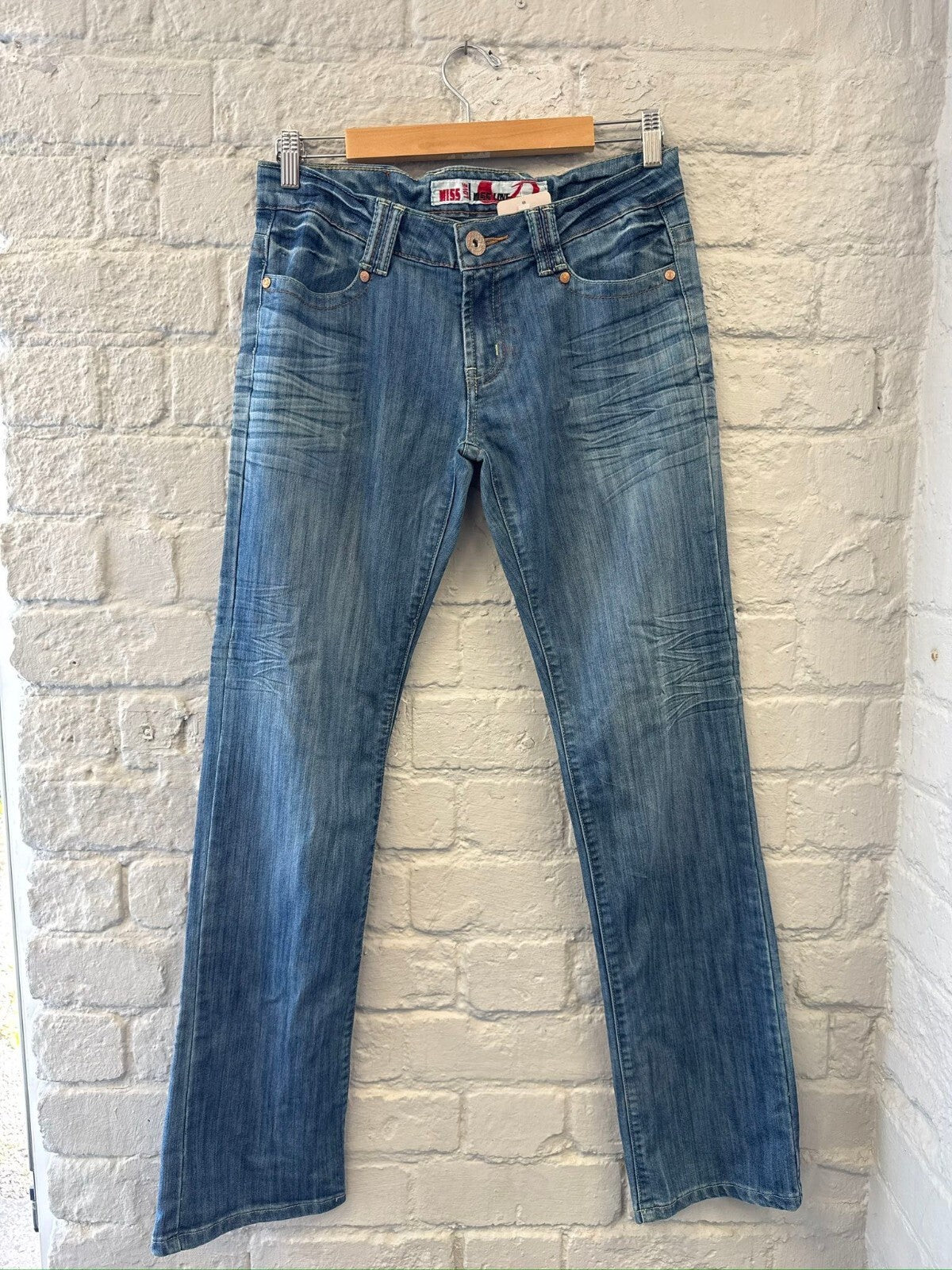 Blue Denim Jeans with Skull and Crossbones Pockets