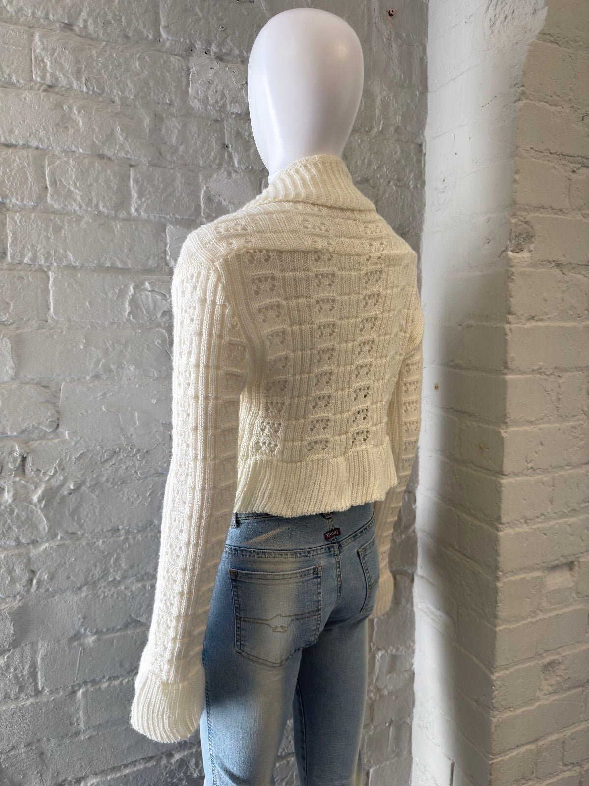 Vintage Cream Crochet Knit Bolero
