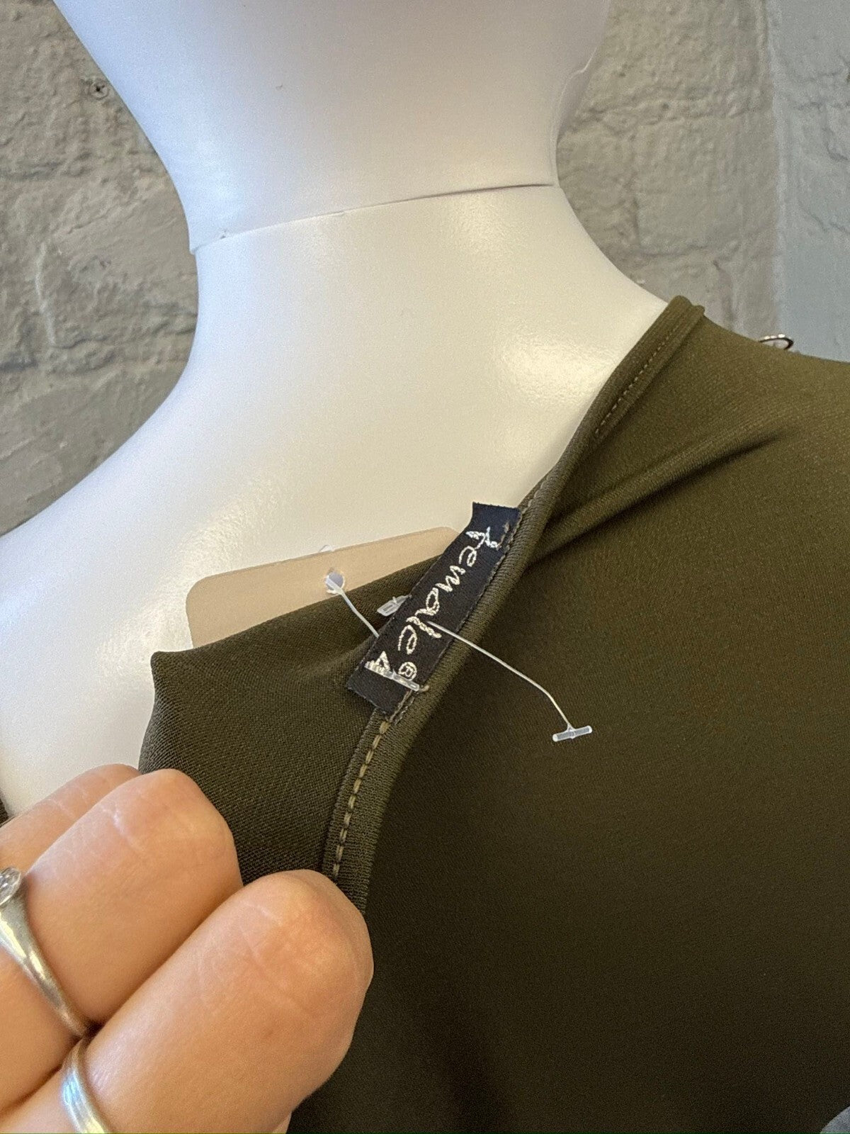 Olive Green Long Sleeve Embellished Wrap Top