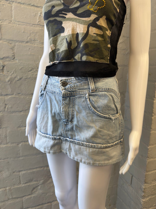 Please Me Light Blue Denim Mini Skirt