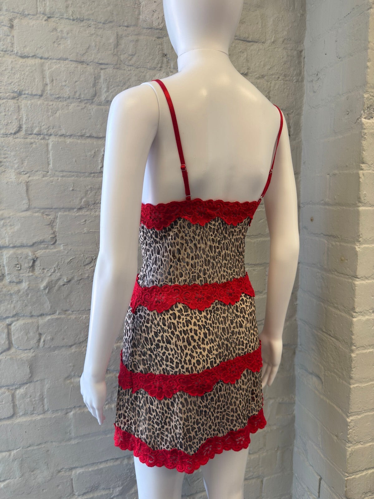 Rampage Leopard Print and Red Lace Slip Dress