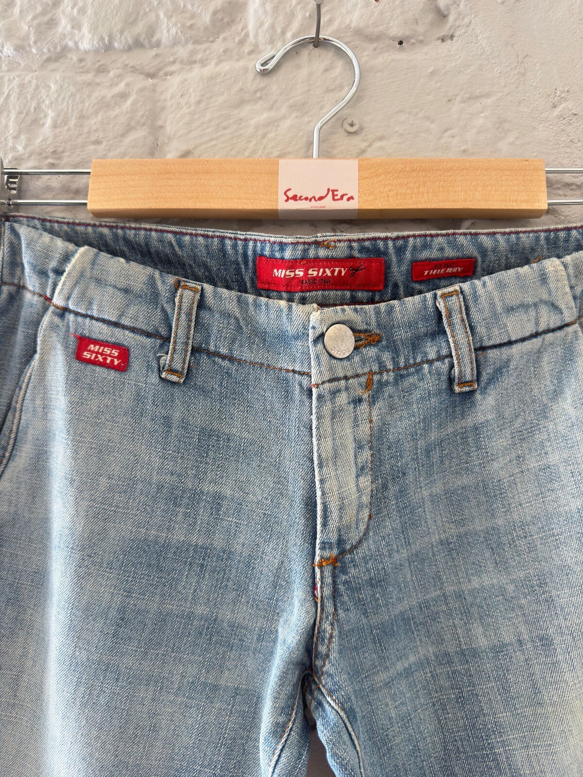 Miss Sixty Light Blue Flared Jeans with Raw Hem