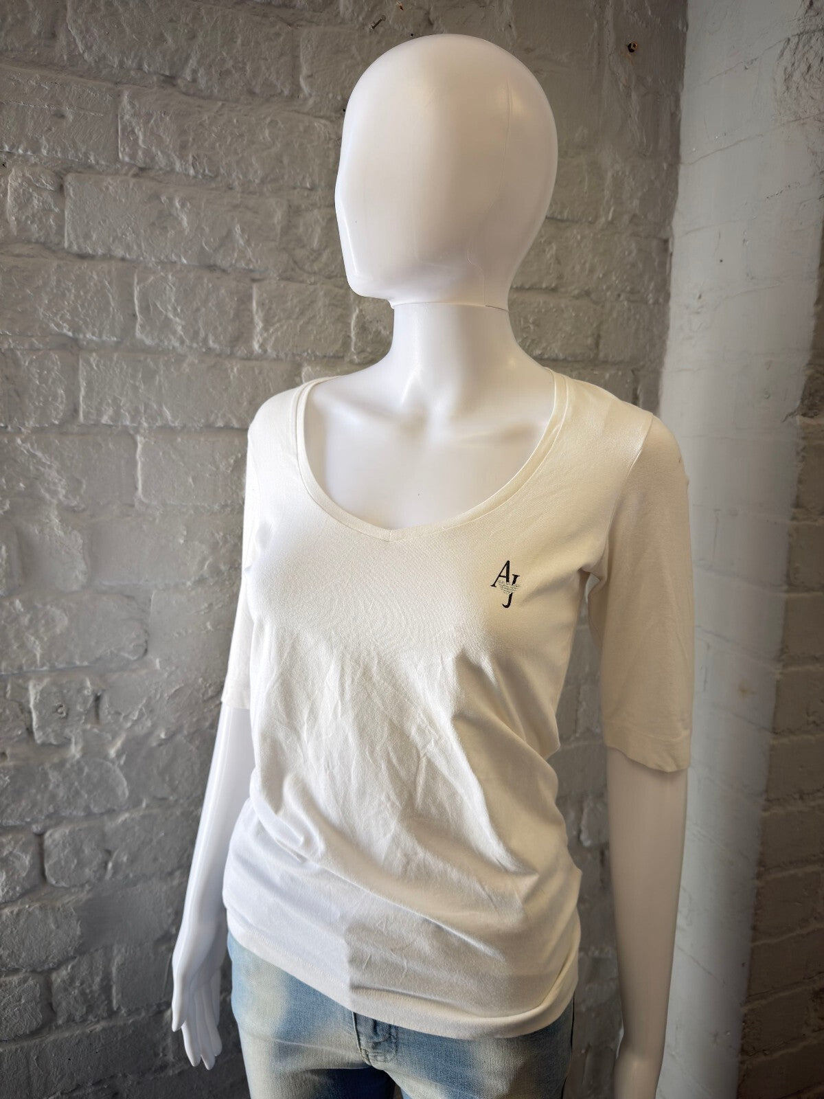 Armani Jeans White 3/4 Sleeve T-Shirt