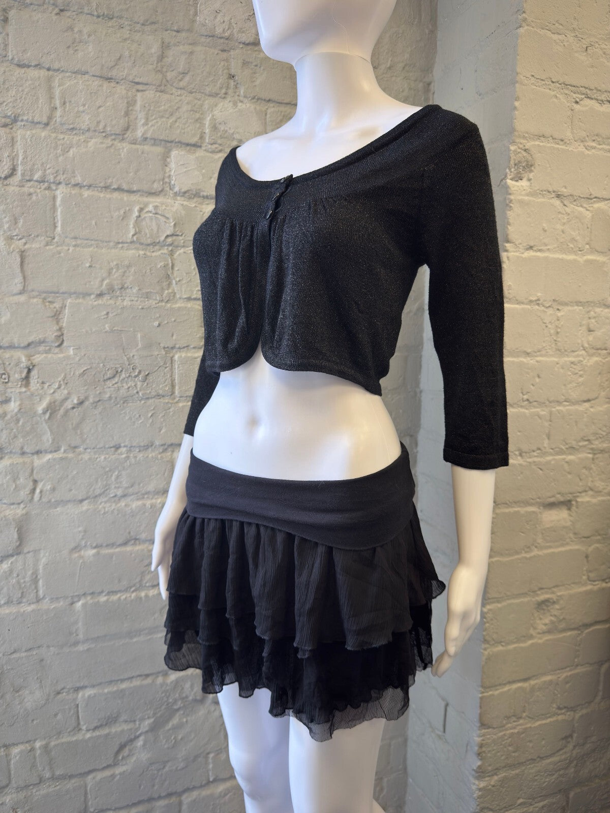 Vero Moda Black Sparkly Cropped Cardigan