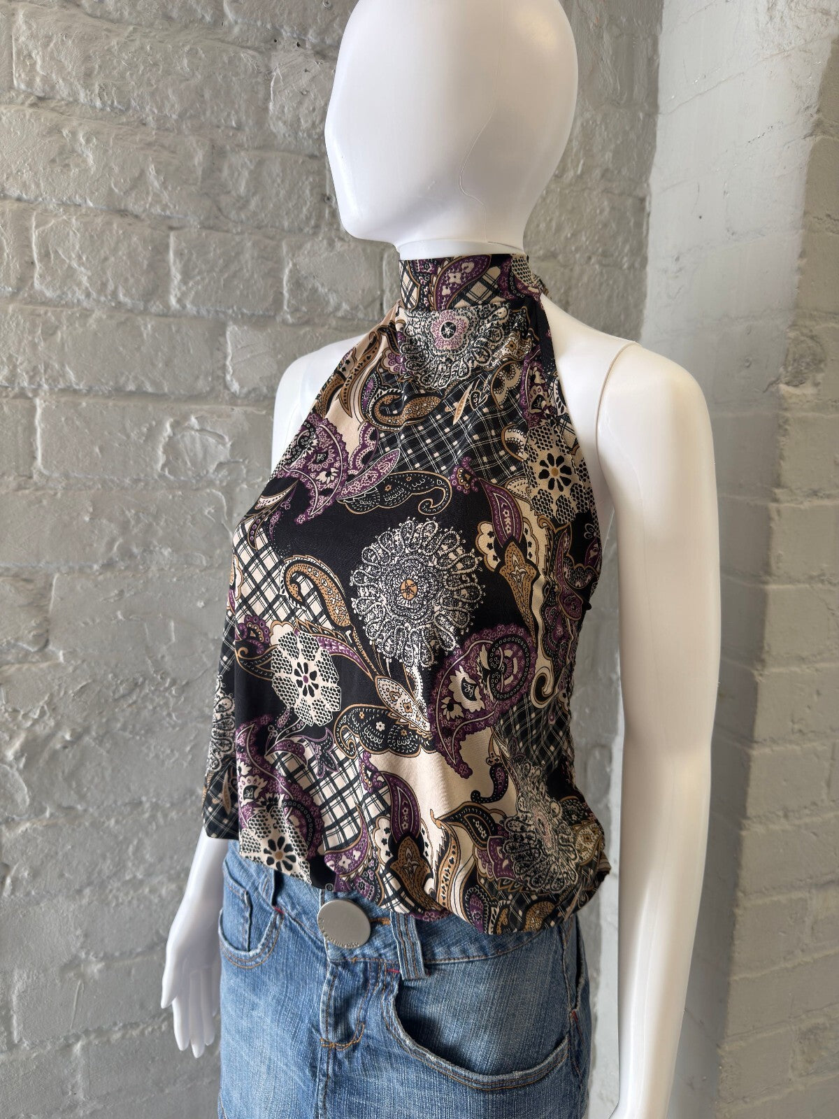 Paisley Print Slinky Halter Neck Top