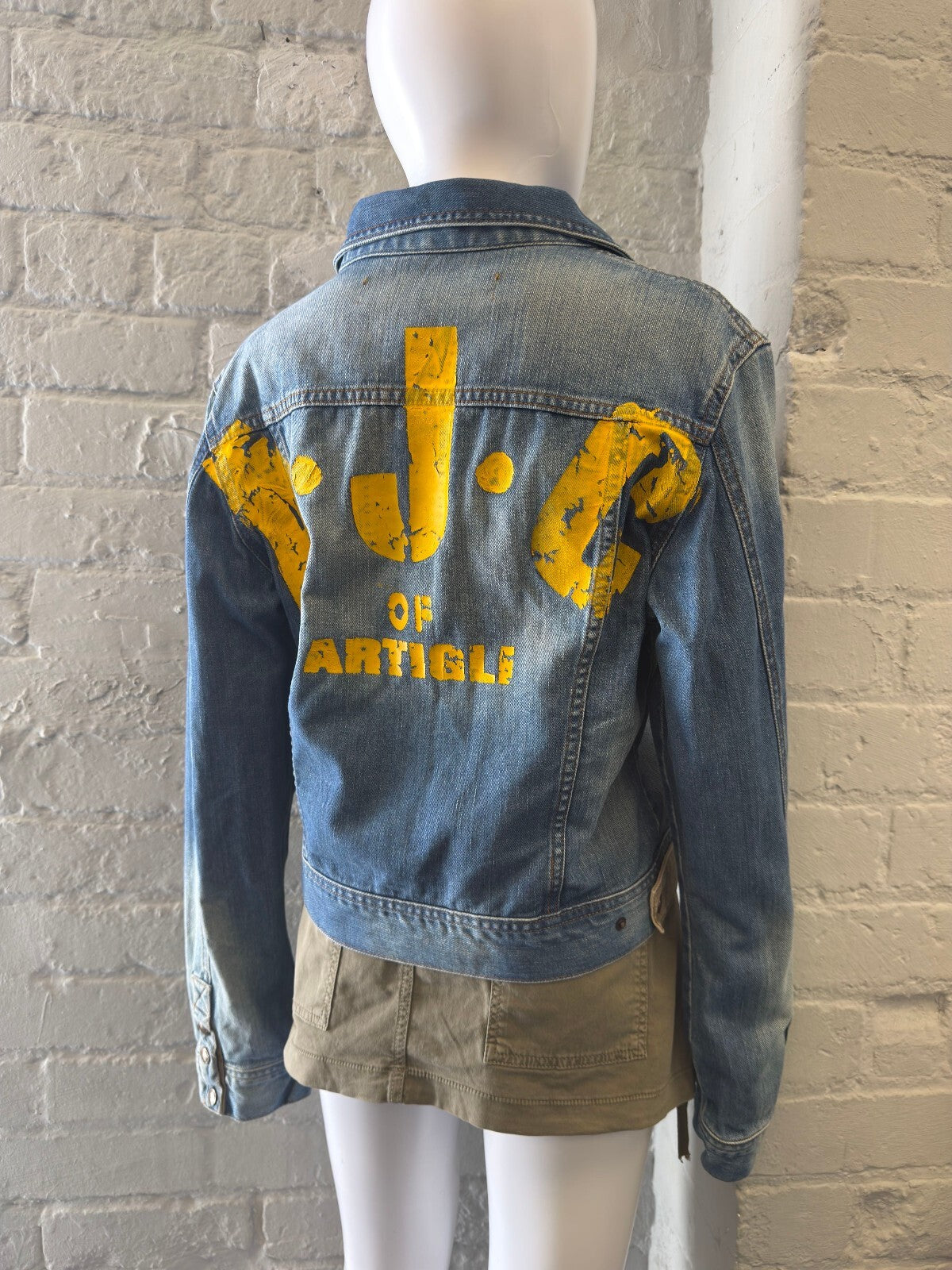 Artigli Blue Denim Jacket with Yellow Back Print