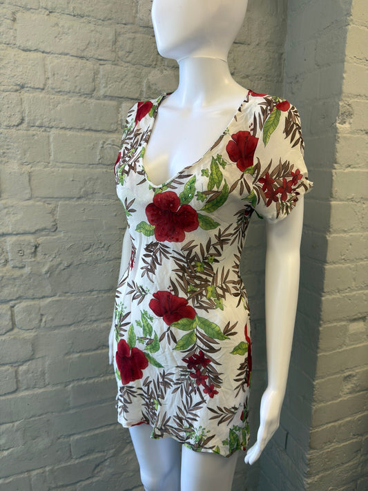 Floral Print Mesh Mini Dress