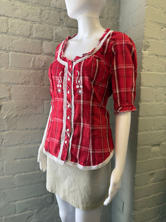 Red Cottage Core Top