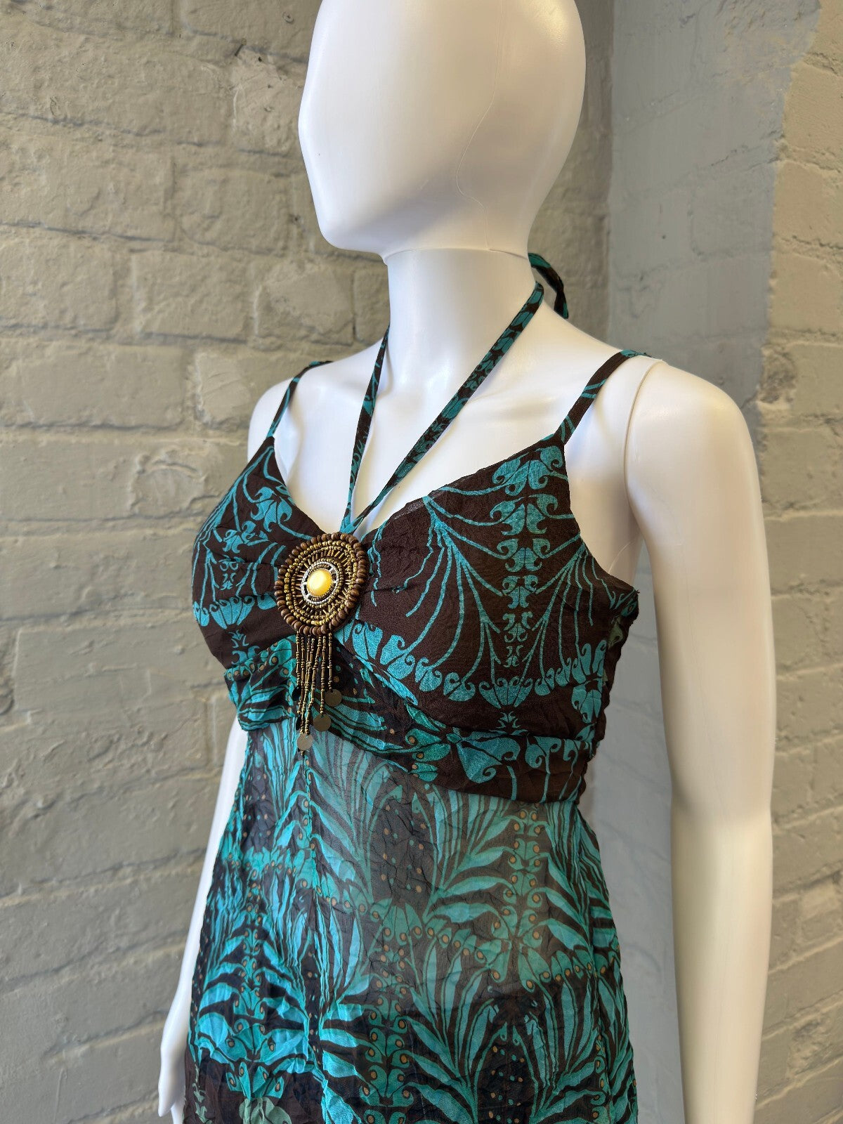 BAY Brown and Turquoise Halter Neck