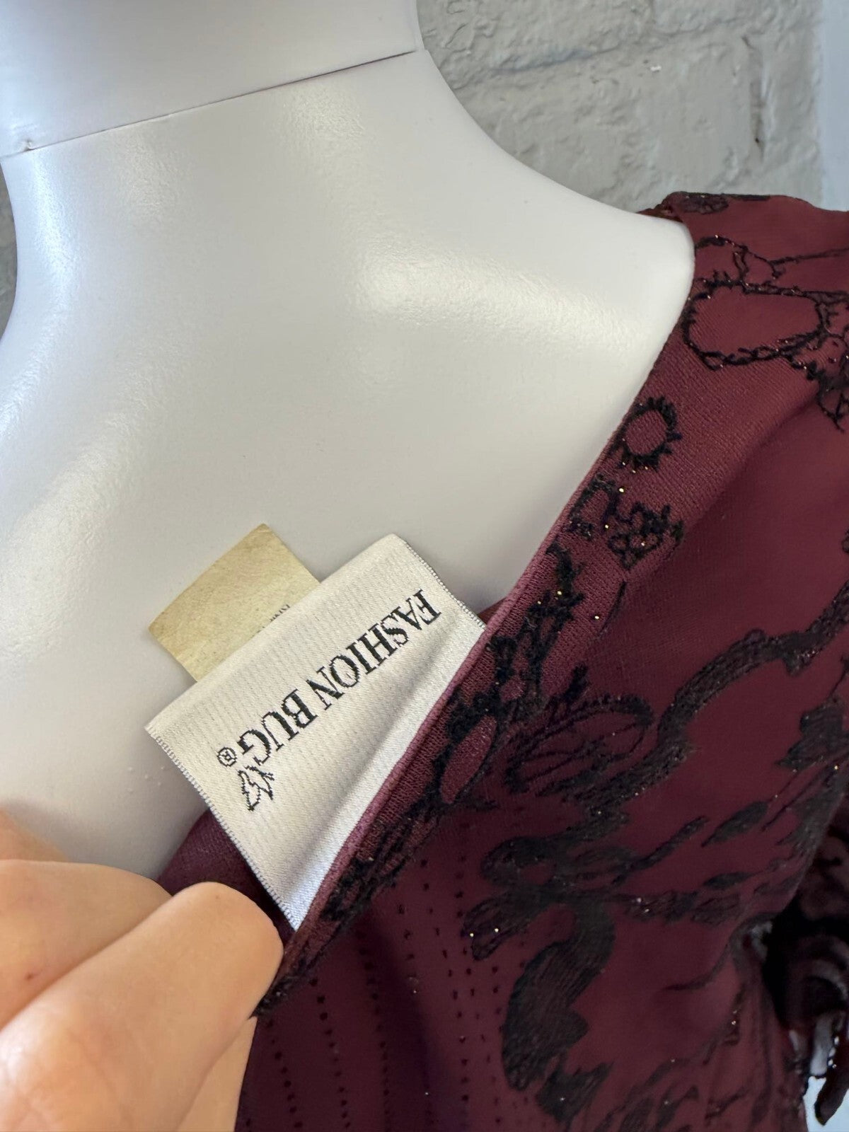 Gothic Burgundy Lace Bell Sleeve Blouse