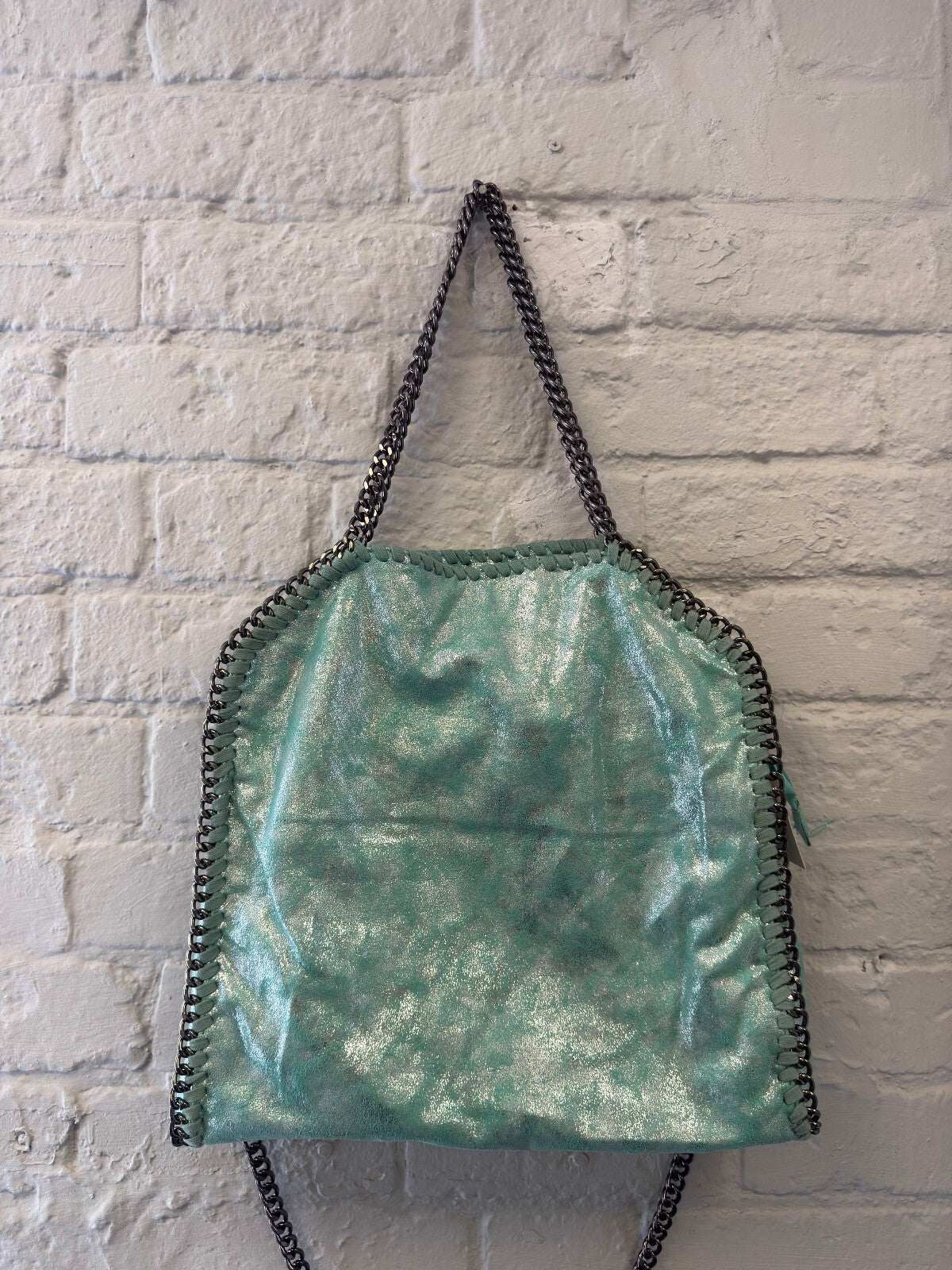 Turquoise Metallic Chain Detail Shoulder Bag