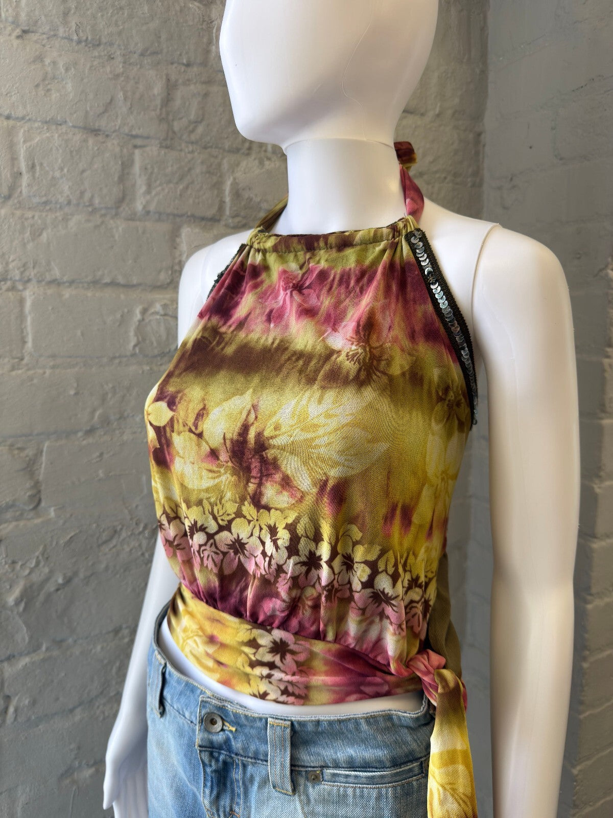 Halter Neck Fairy Floral Tie-Dye Top