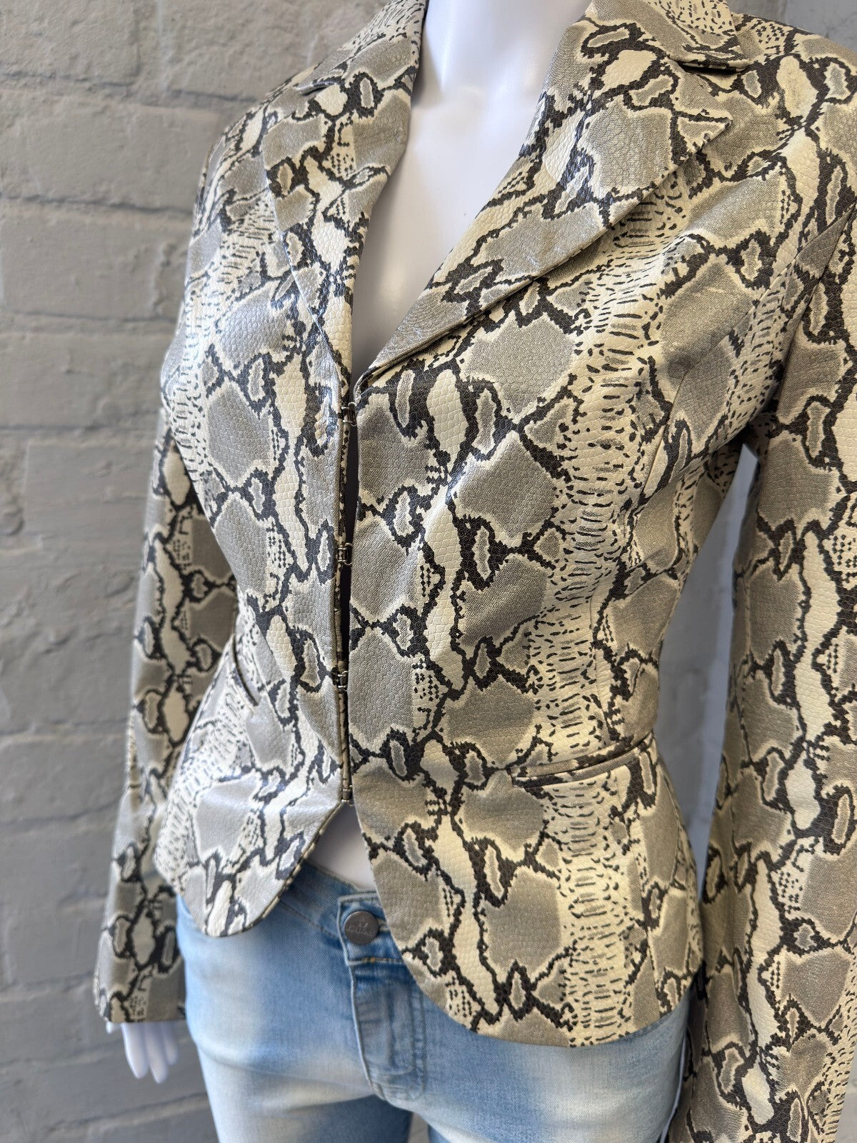Motivi Snake Print Leather Jacket