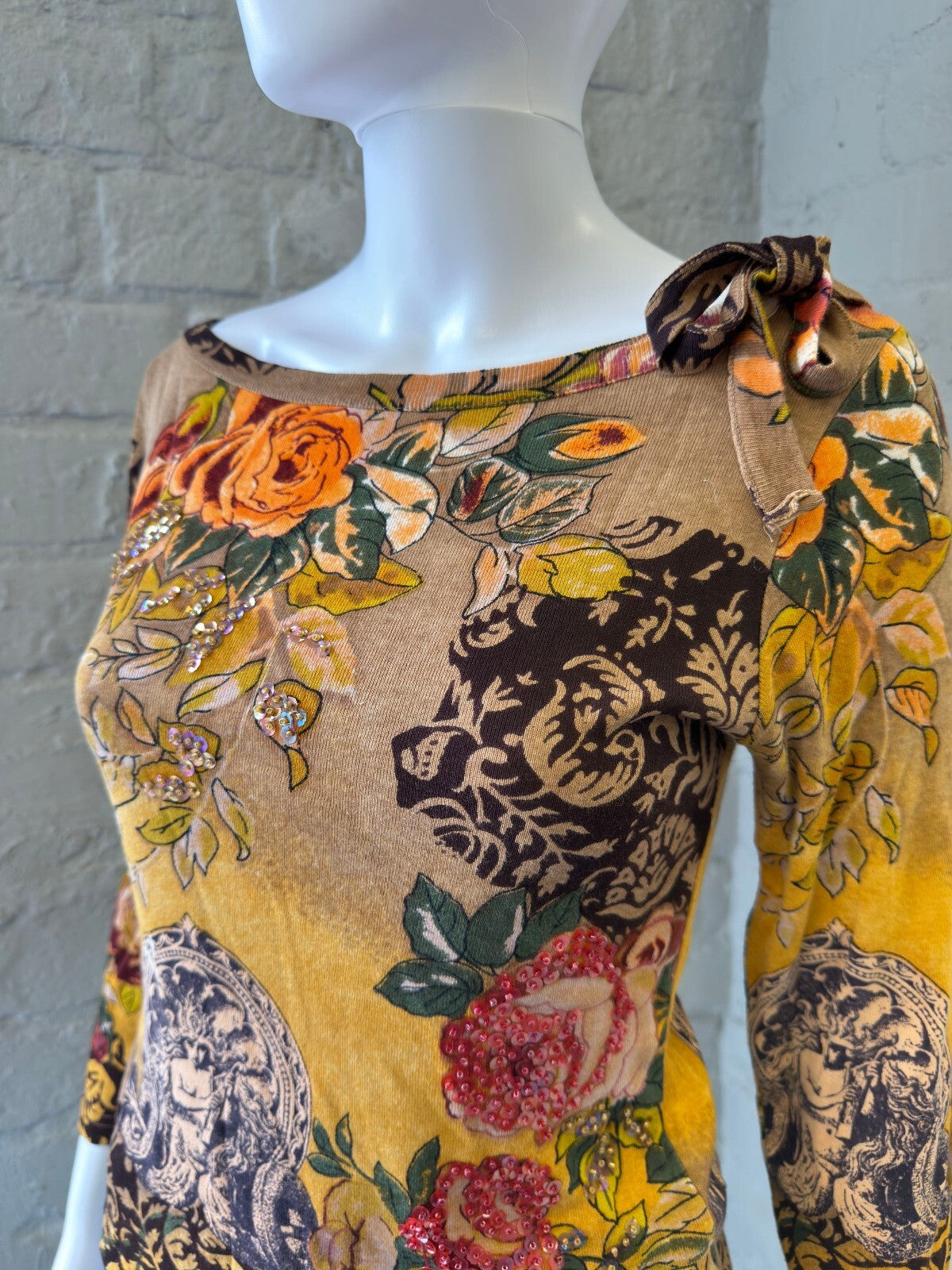 Derhy Autumn Print 3/4 Sleeve Top