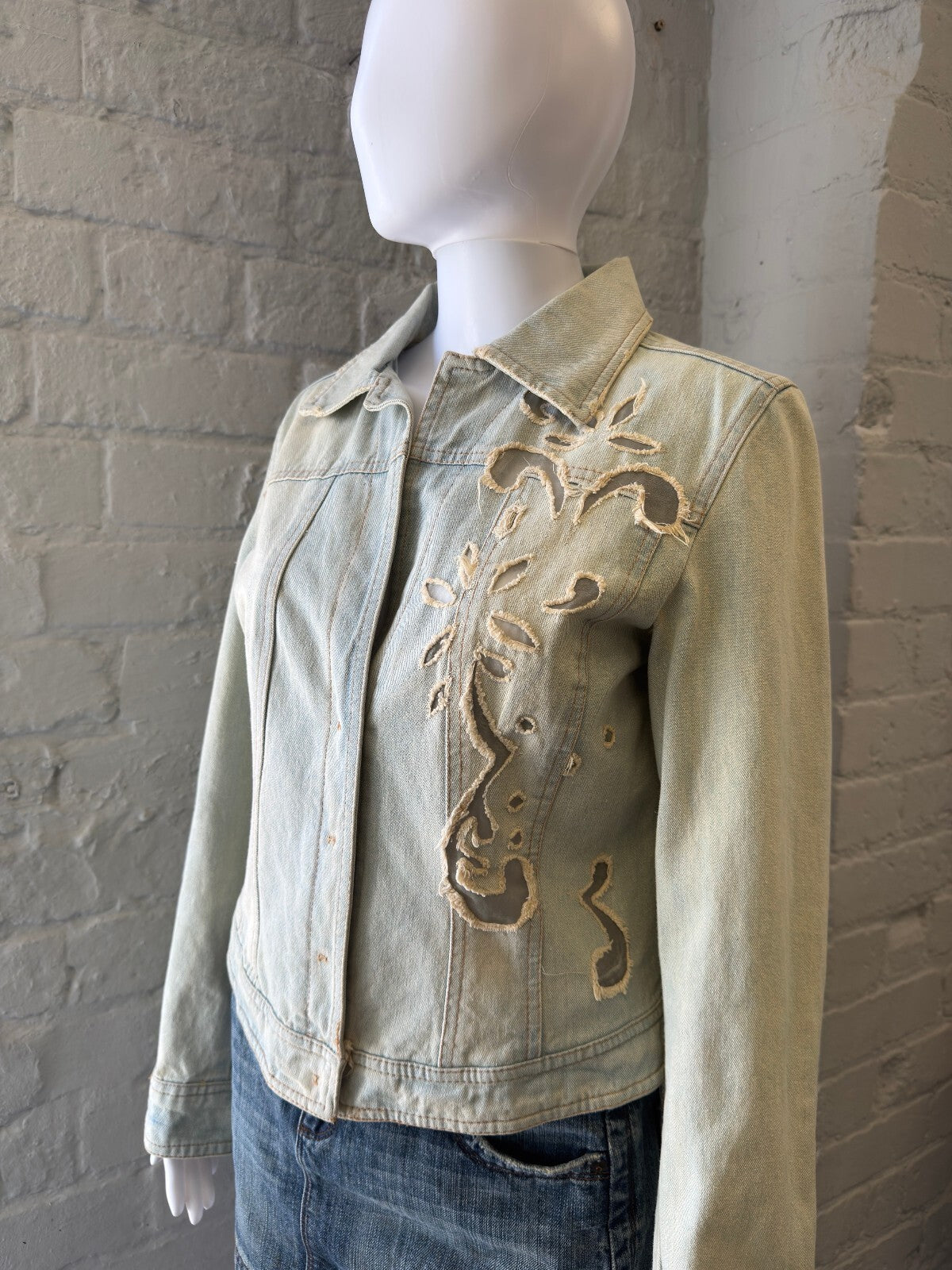 Light Blue Embroidered Denim Jacket