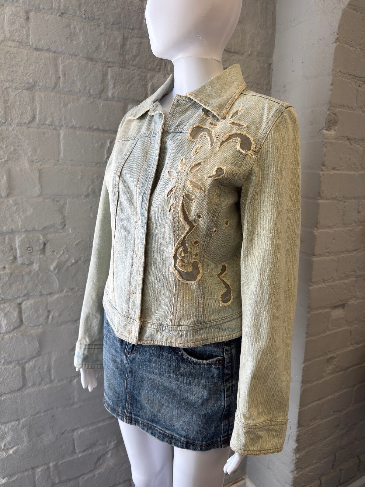 Light Blue Embroidered Denim Jacket
