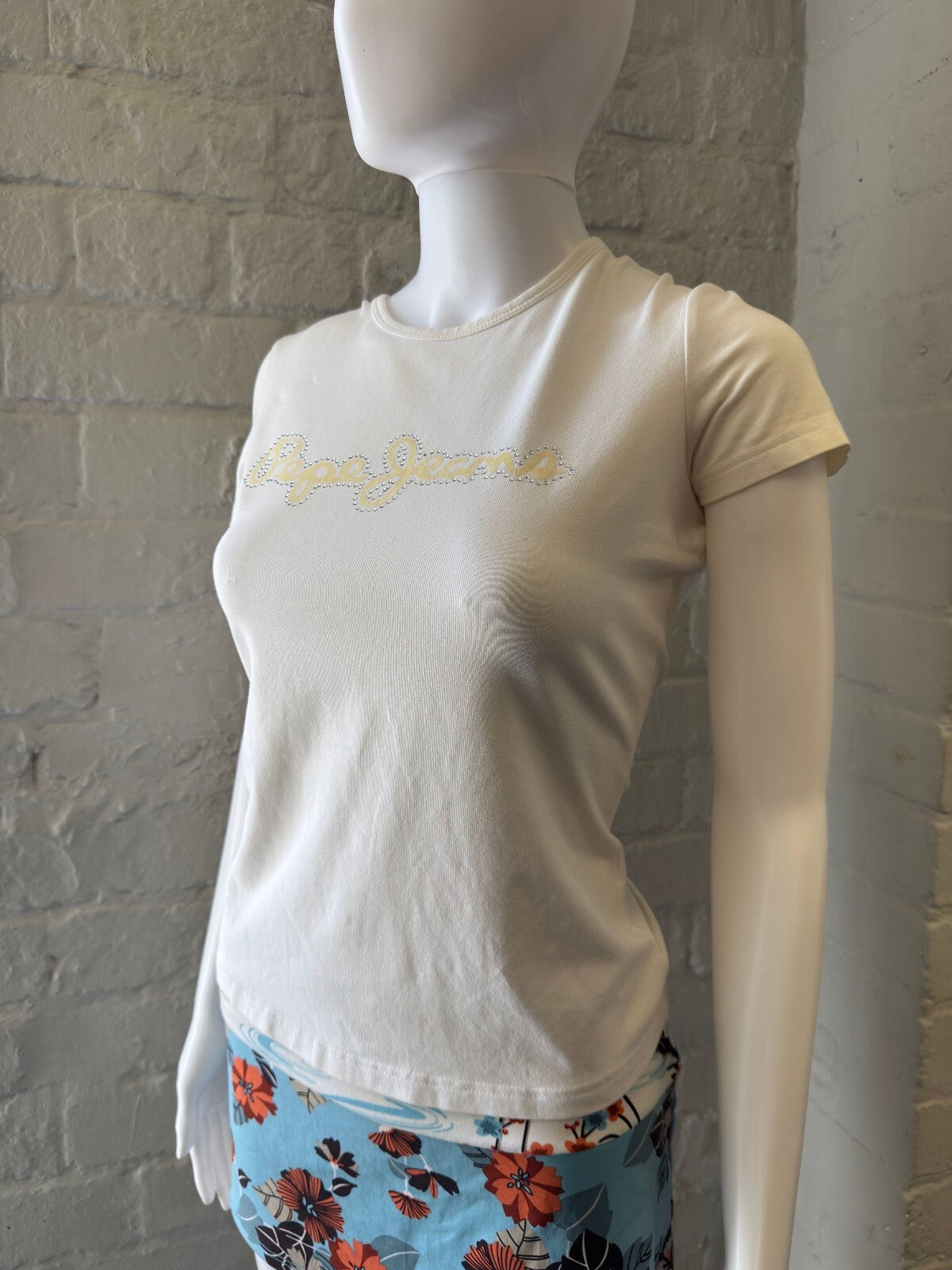 Pepe Jeans White Baby Tee with Logo Detail