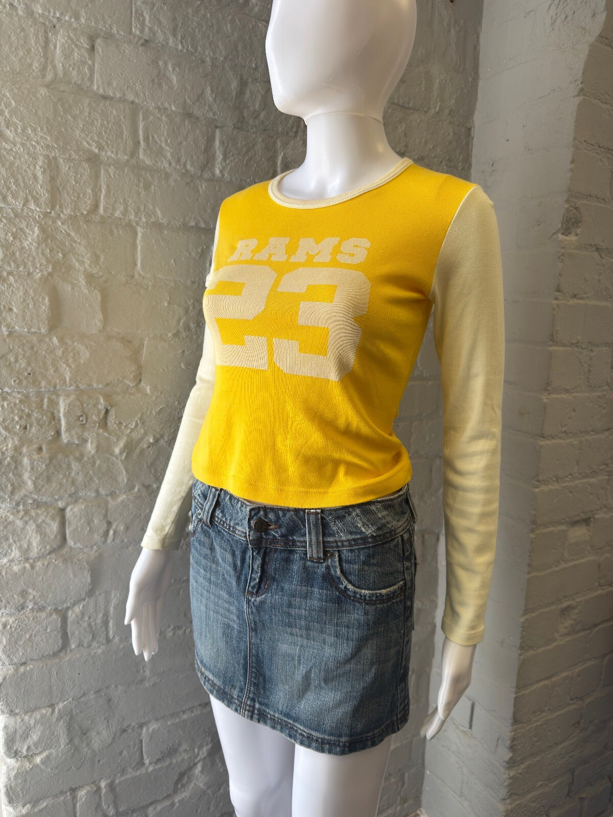 Yellow and Cream Long Sleeve Top