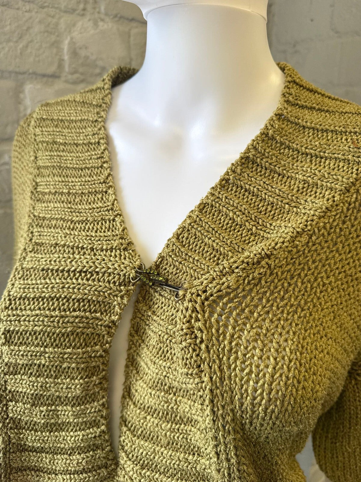 Twin Set Olive Green Cropped Knit Cardigan