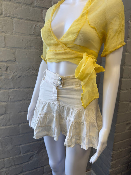 White Tiered Anglaise Mini Skirt