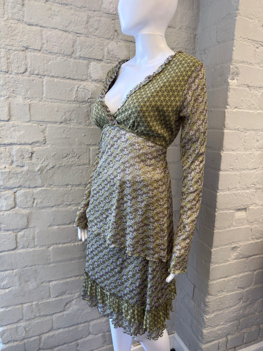 Vintage 90s Floral Mesh Pattern Co-ord
