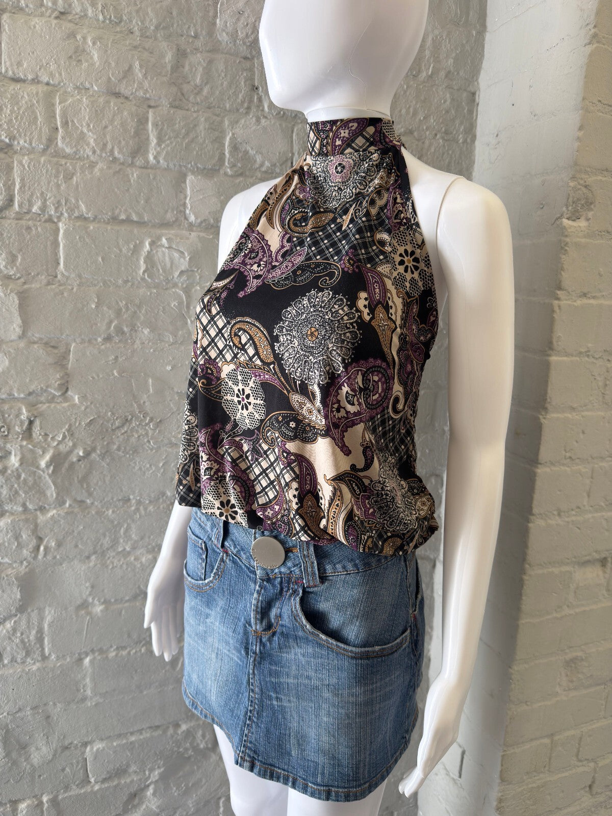 Paisley Print Slinky Halter Neck Top