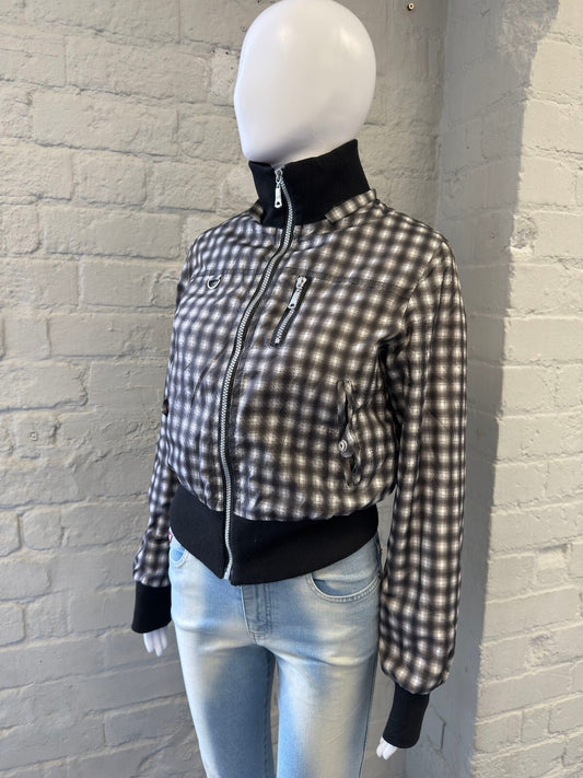 Checked Black And White Bomber Jacket