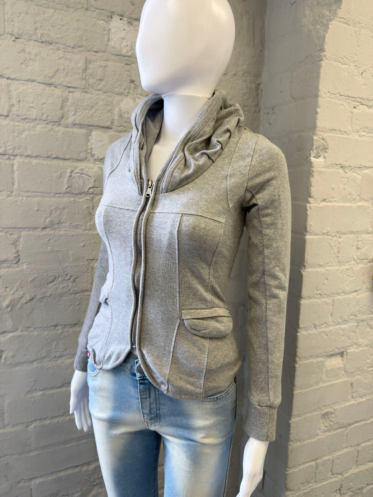Y2K Grey Full Zip Jumper