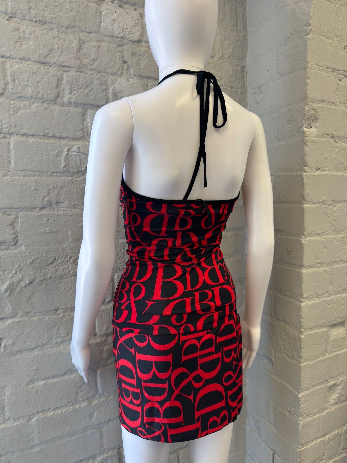 Black and Red Halter Neck Bodycon Mini Dress